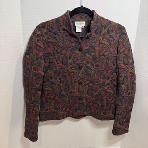 Vintage Coldwater Creek Tapestry‎ Blazer Jacket Womens Petite XS Paisley Floral